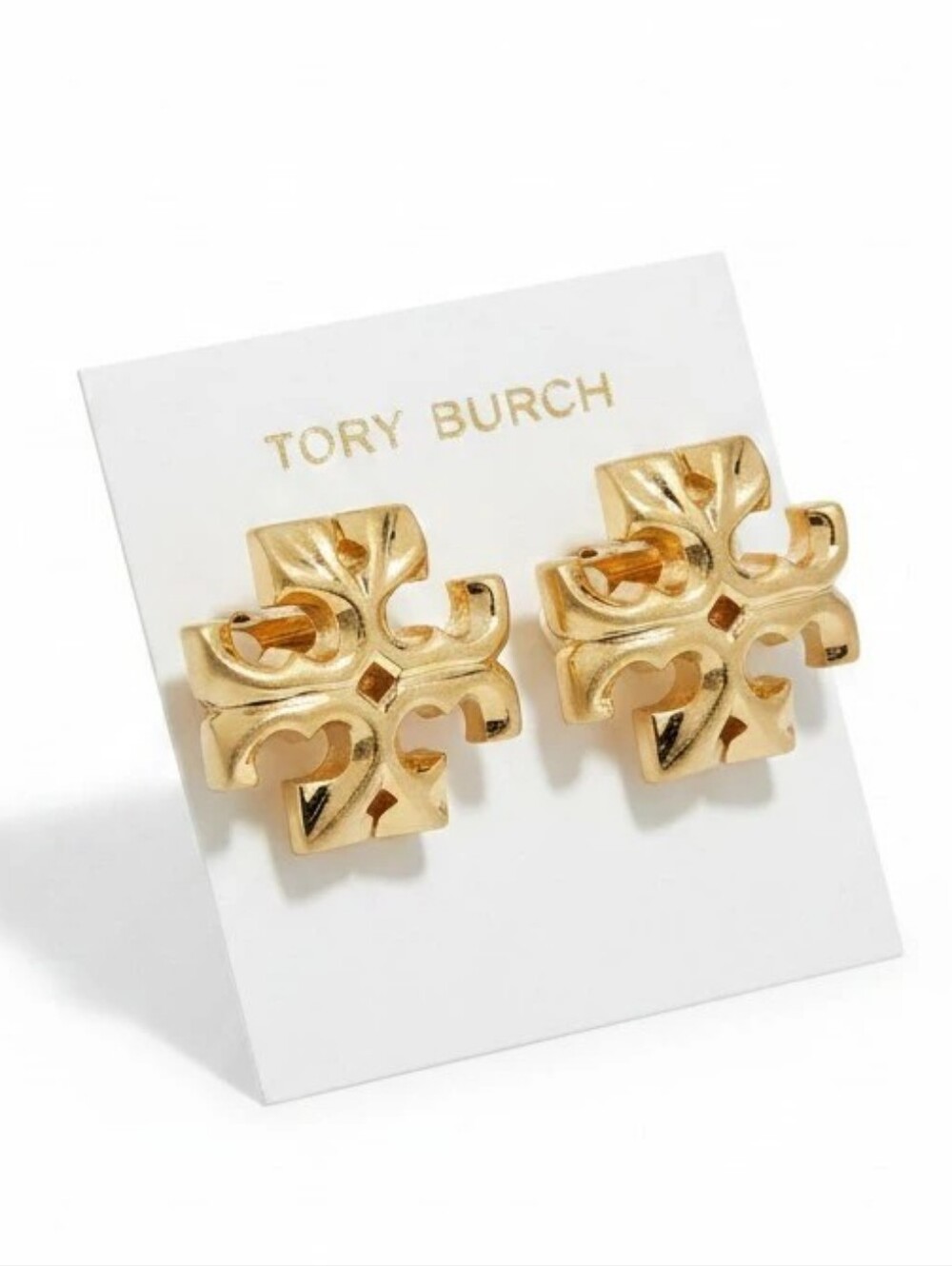 Tory Burch Gold Logo Clip On Earrings